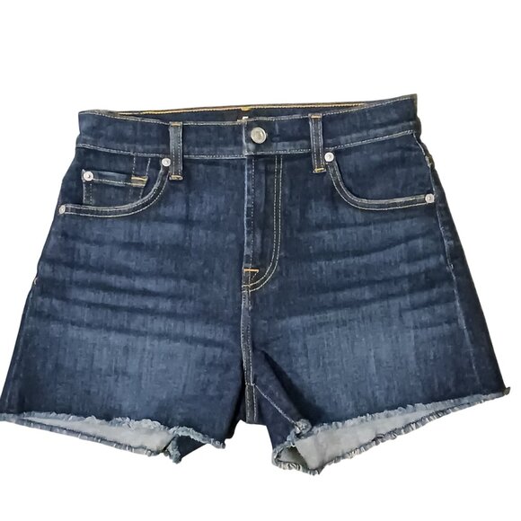 7‎ For All Mankind High Rise Cut-Off Denim Shorts Medium Wash, 3"inseam, Size 26 - Picture 2 of 6